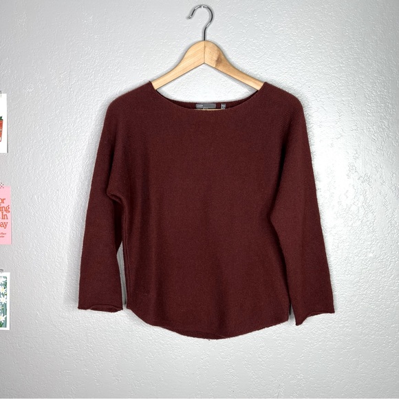Vince Burgundy Long Sleeve Boat Neck Knit Sweater sz xs wool cashmere - Picture 6 of 6